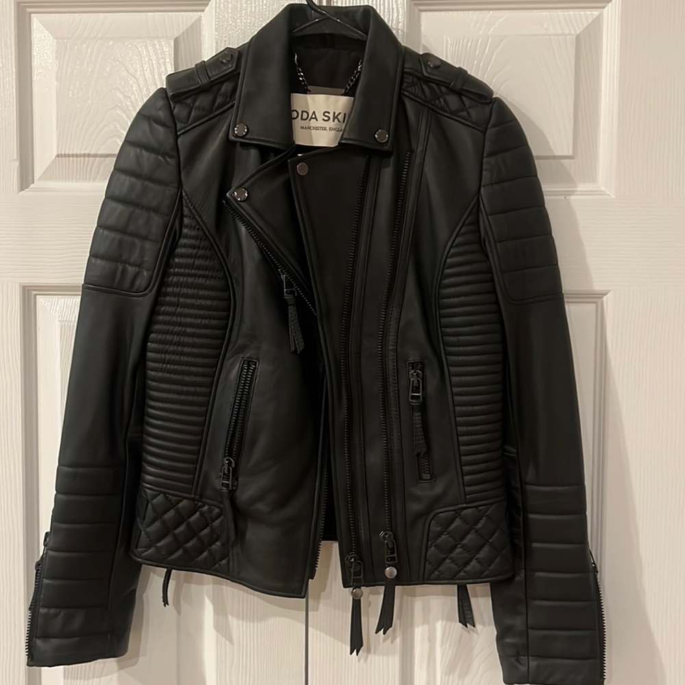 Black Leather Boda Skin Jacket. Size 0 Slim Fit. For any Occasion.